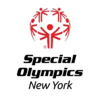 Special Olympics New York logo in red and black with stylized figures in a circle