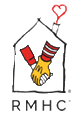 RMHC logo with a house outline and two hands clasped inside, red heart above, black letters below