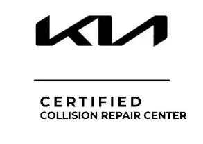 Kia Certified Collision Repair Center logo in black text on a white background