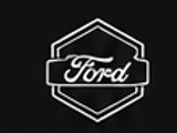 Black Ford logo in white outline on a dark background