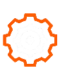 Orange gear/cog icon outline on a white background