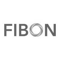 A black and white logo for fibon on a white background.