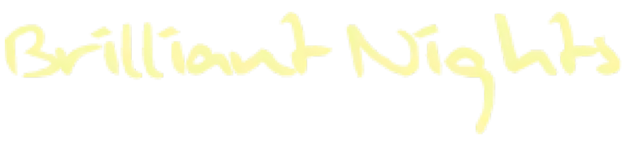 Yellow handwritten text reading “Brilliant Nights” on a white background