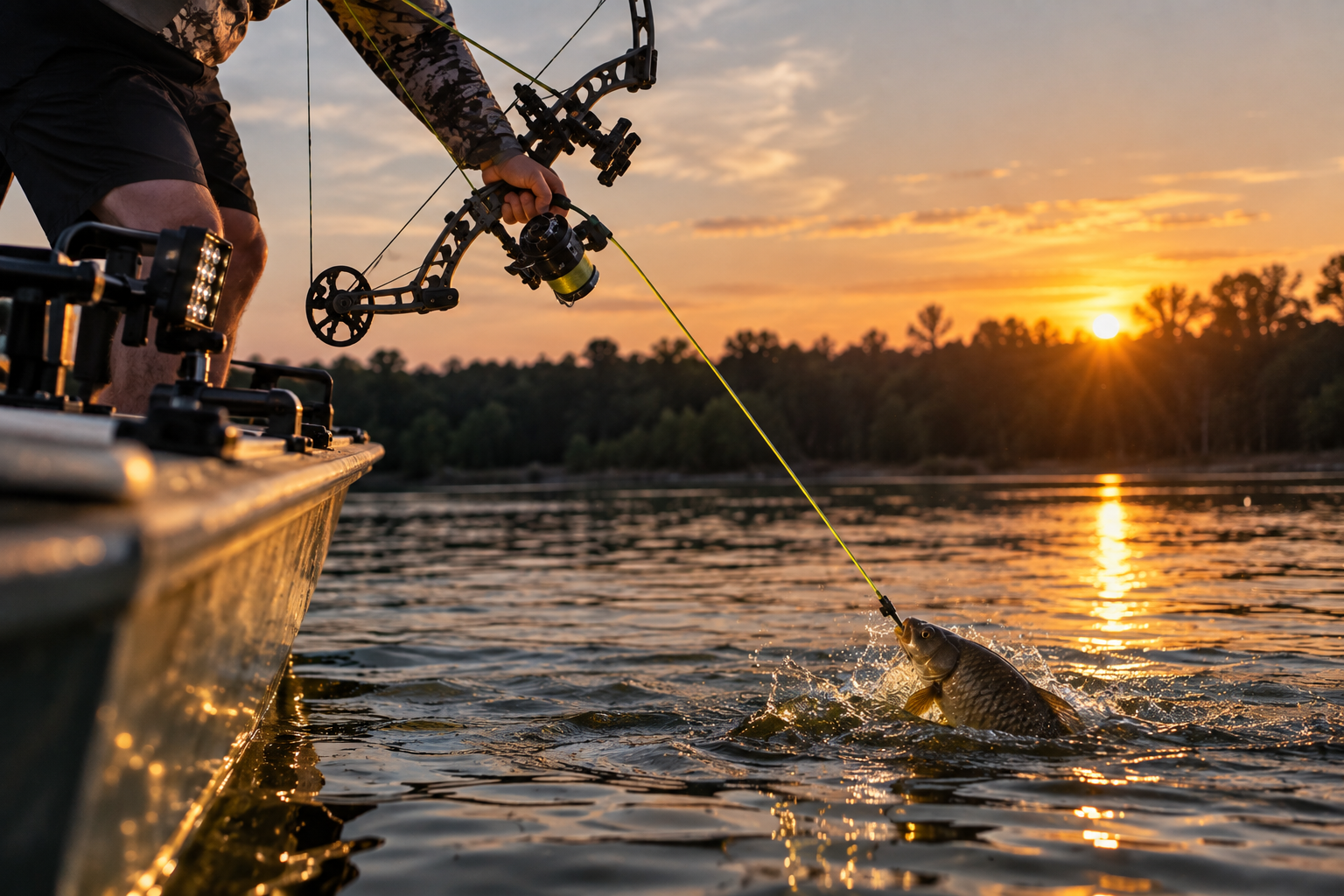 A man is standing on a boat holding a fish.