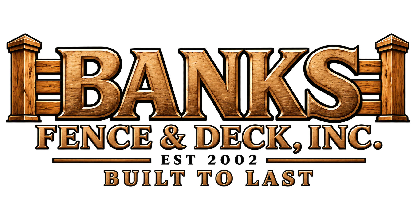The logo for Banks Exteriors Plus, Inc shows a man and a woman working on a deck.