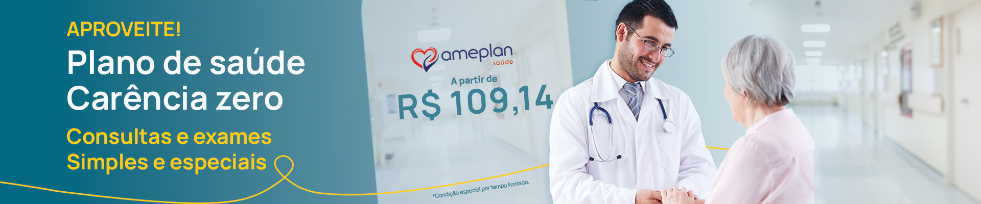 Plano de Saúde Ameplan carência zero R$109,14