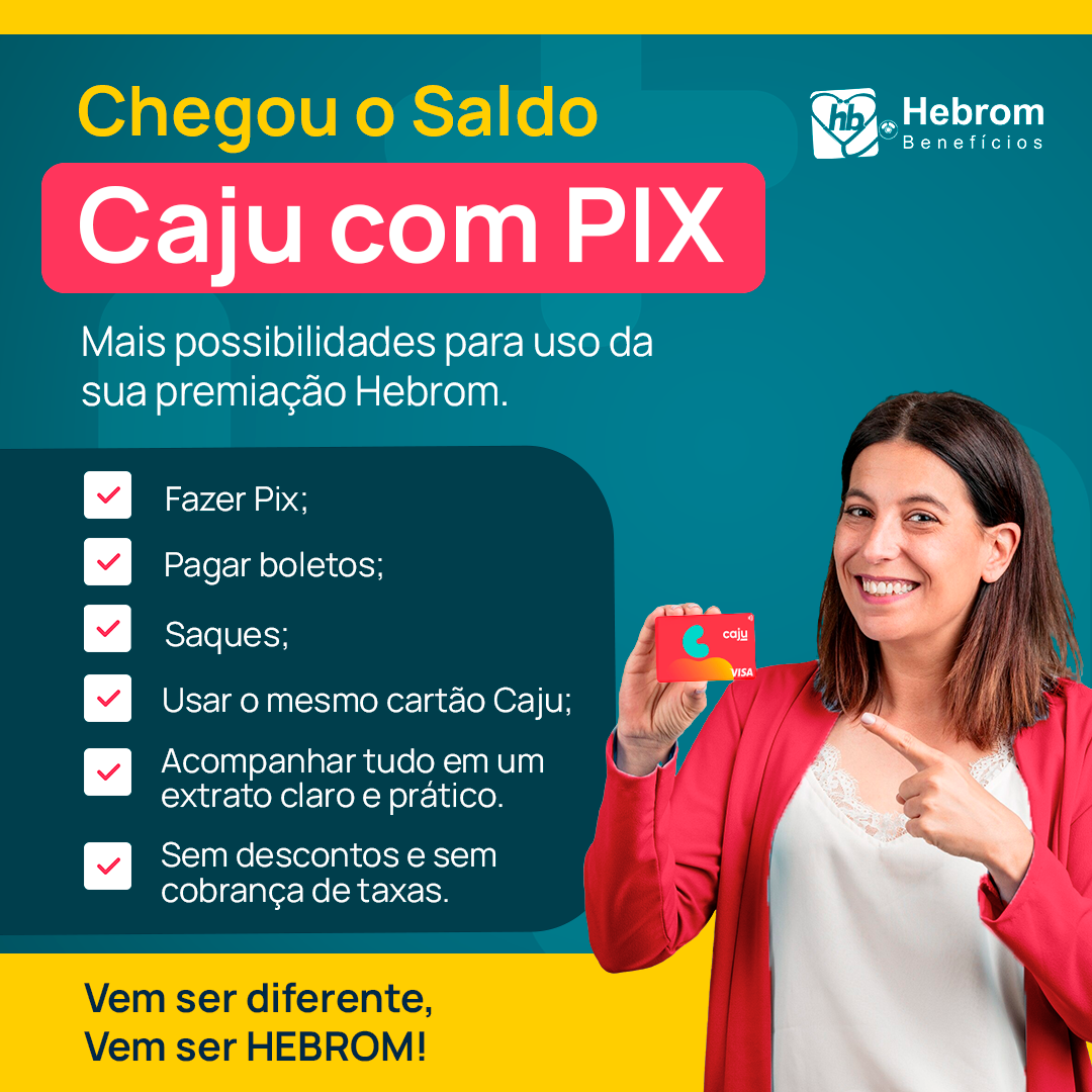 Imagem sobre o cartão Caju, cartão de premiação aos corretores da Hebrom