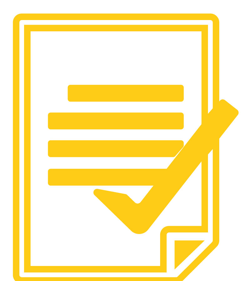 ícon folhas com verificado em amarelo