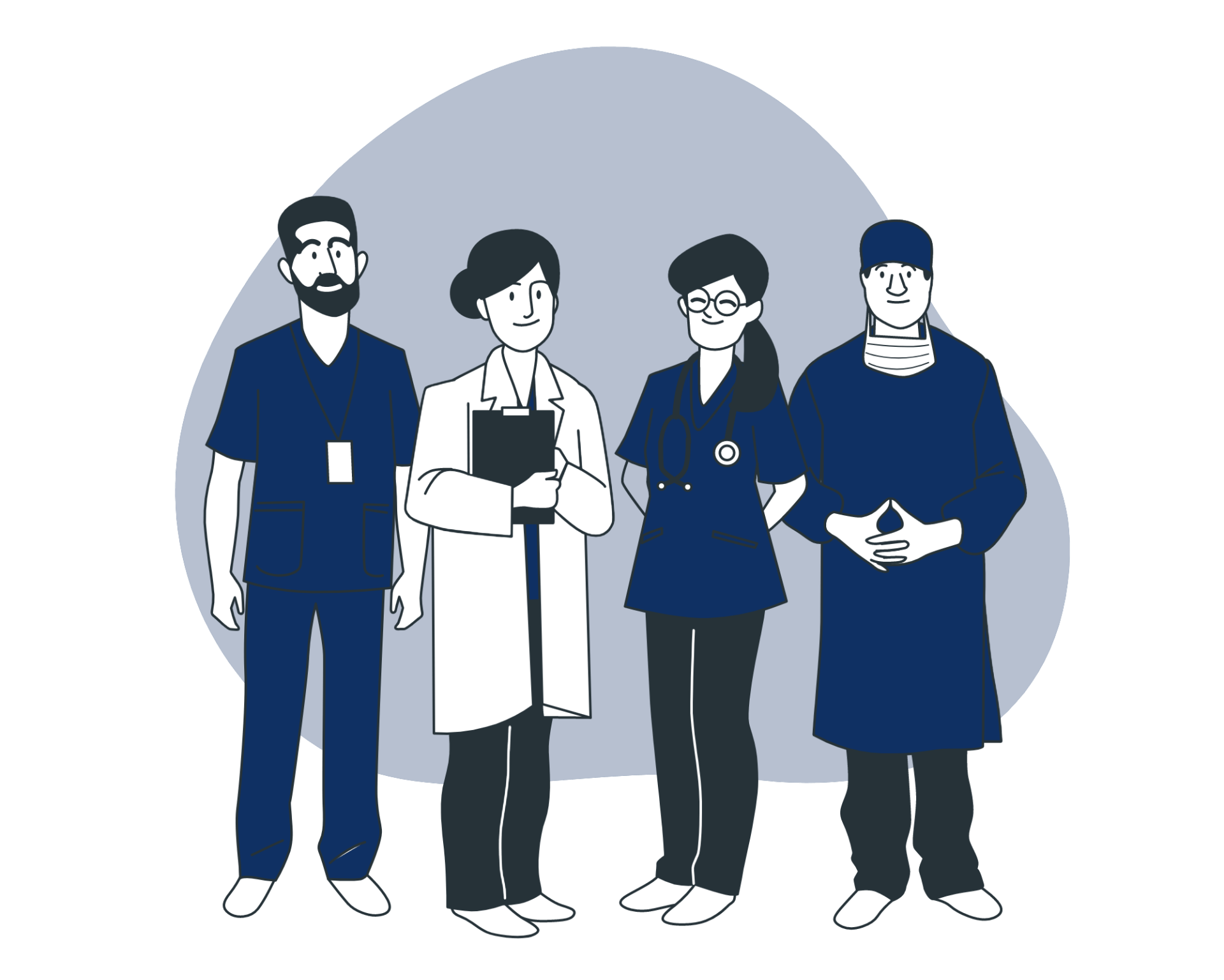 ilustração de medicos e enfermeiros