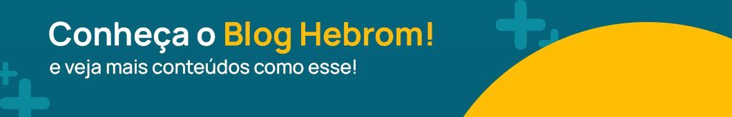 Imagem de banner promocional com fundo azul e texto em destaque com a palavra “Hebrom”.