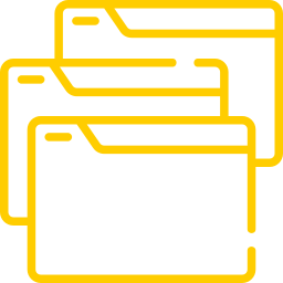 Ícone de pastas organizadas, representando armazenamento e acesso a documentos no portal do cliente.