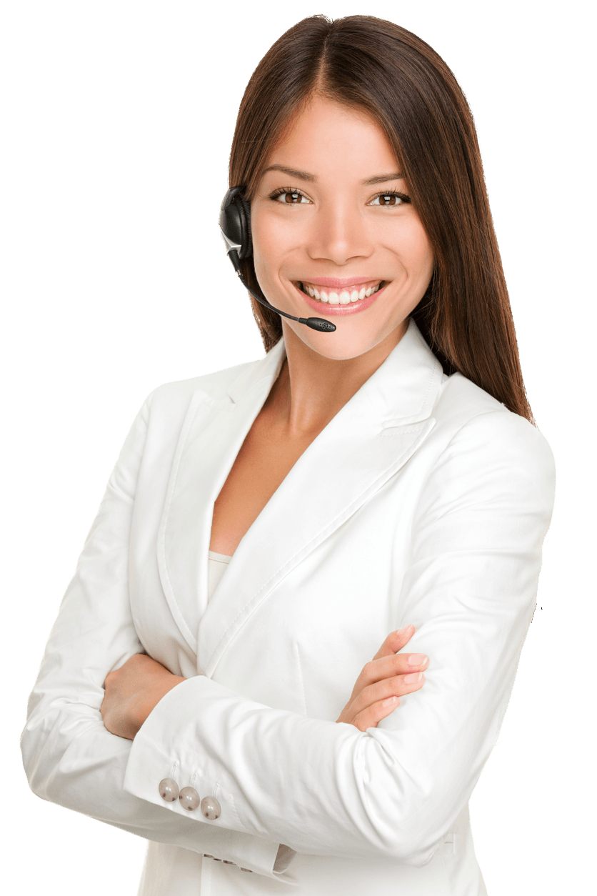meio rosto de mulher com roupas brancas e fone de telemarketing
