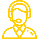 Ícone de atendente com headset, simbolizando suporte ao cliente.