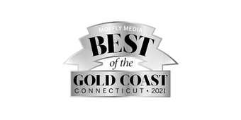 “Best of the Gold Coast Connecticut 2021” award badge in black, gray, and gold