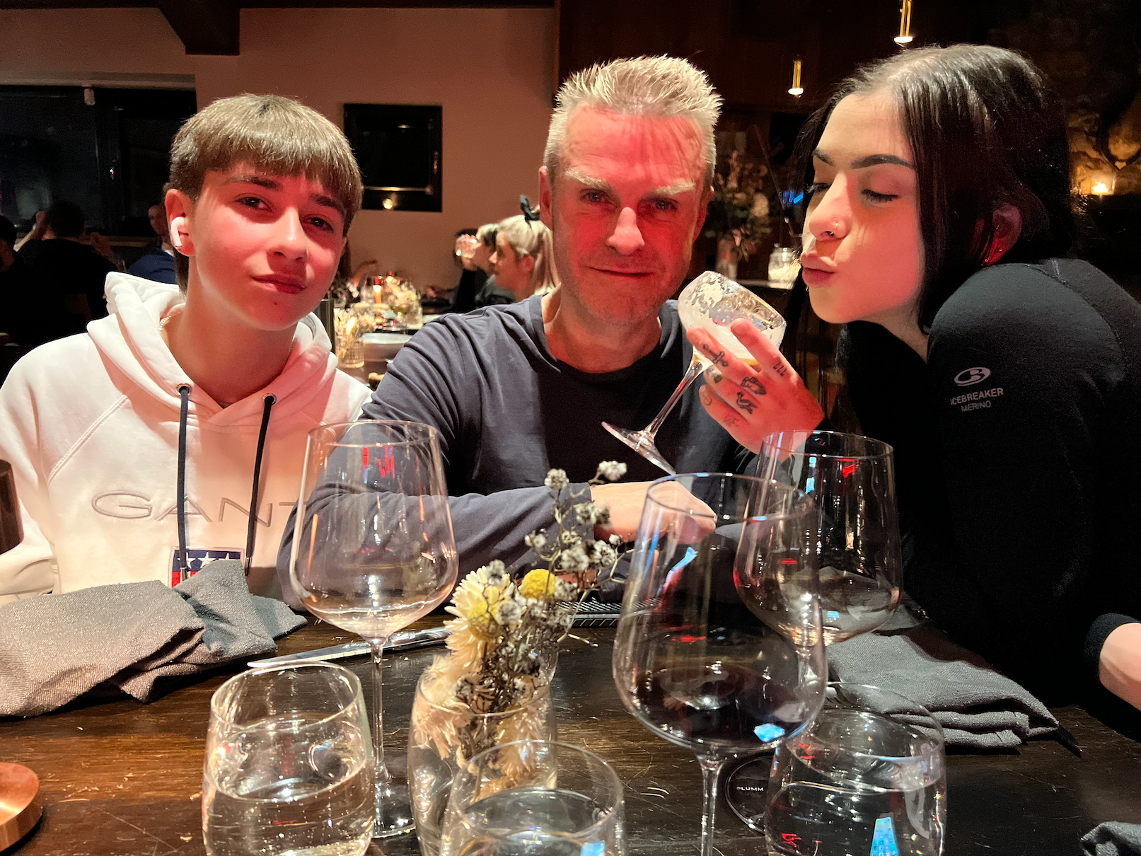Glenn and the kids at a restaurant - Glenn Hargraves on the Gold Coast, QLD