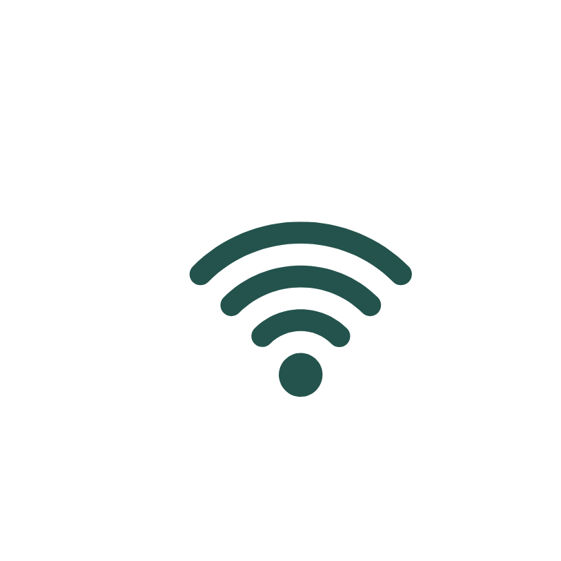 Un icono verde de una señal wifi sobre un fondo blanco.