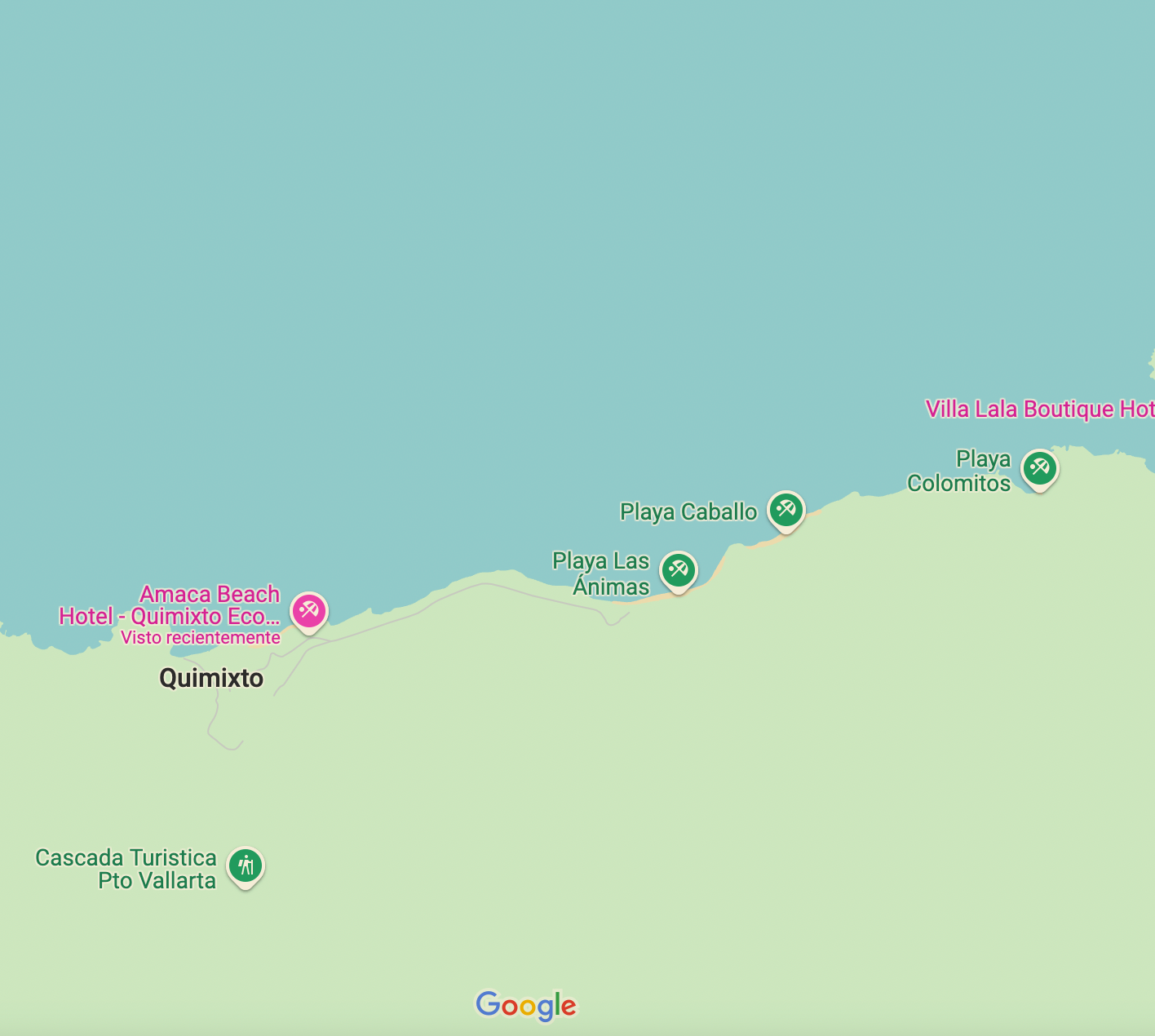 A map of a beach with a lot of buildings on it.