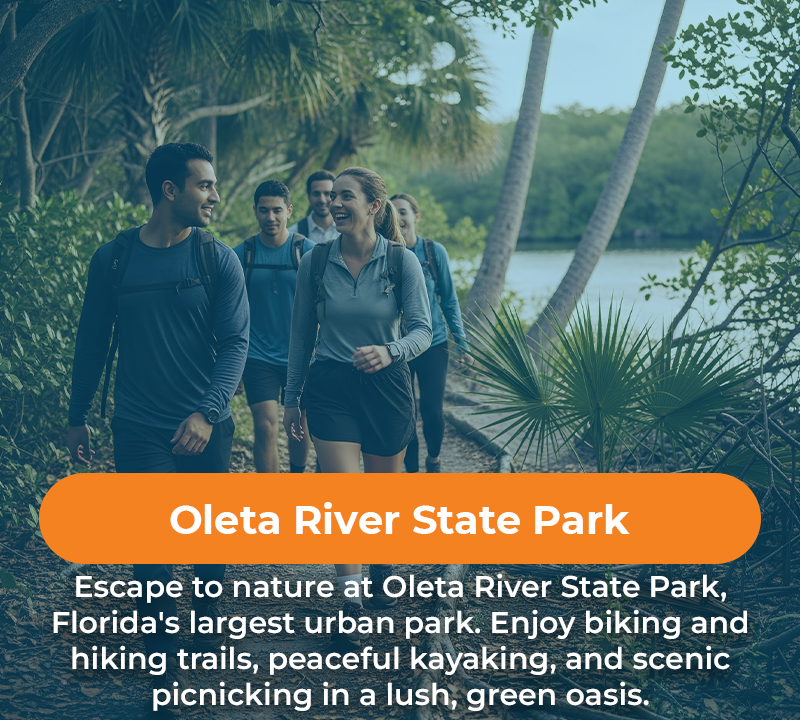 People hiking at Oleta River State Park.