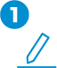 Blue circle with number 1 and a blue pencil icon on white background