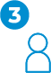 Blue circle with number 3 next to a light blue user outline icon