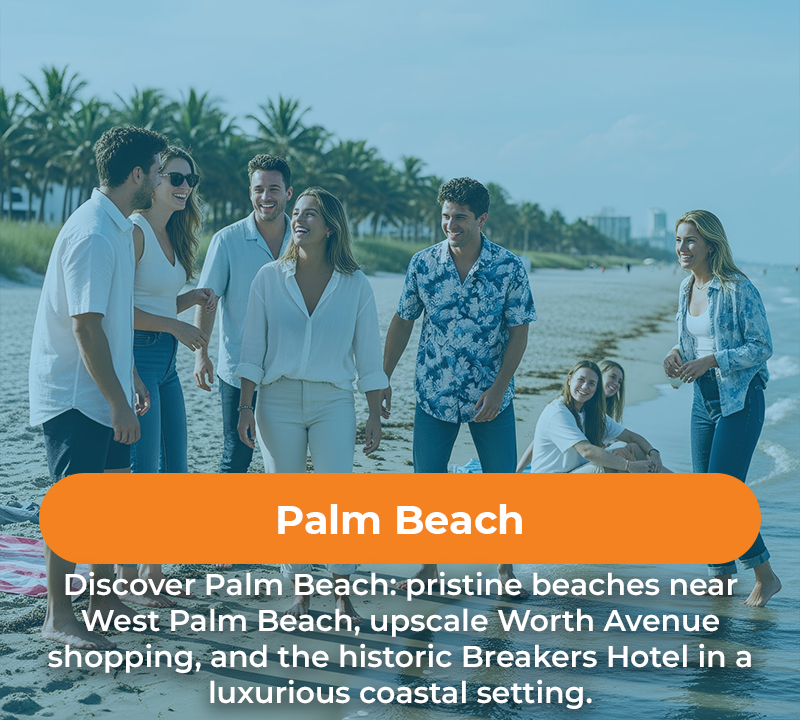 Group of friends on a beach, text overlay: 