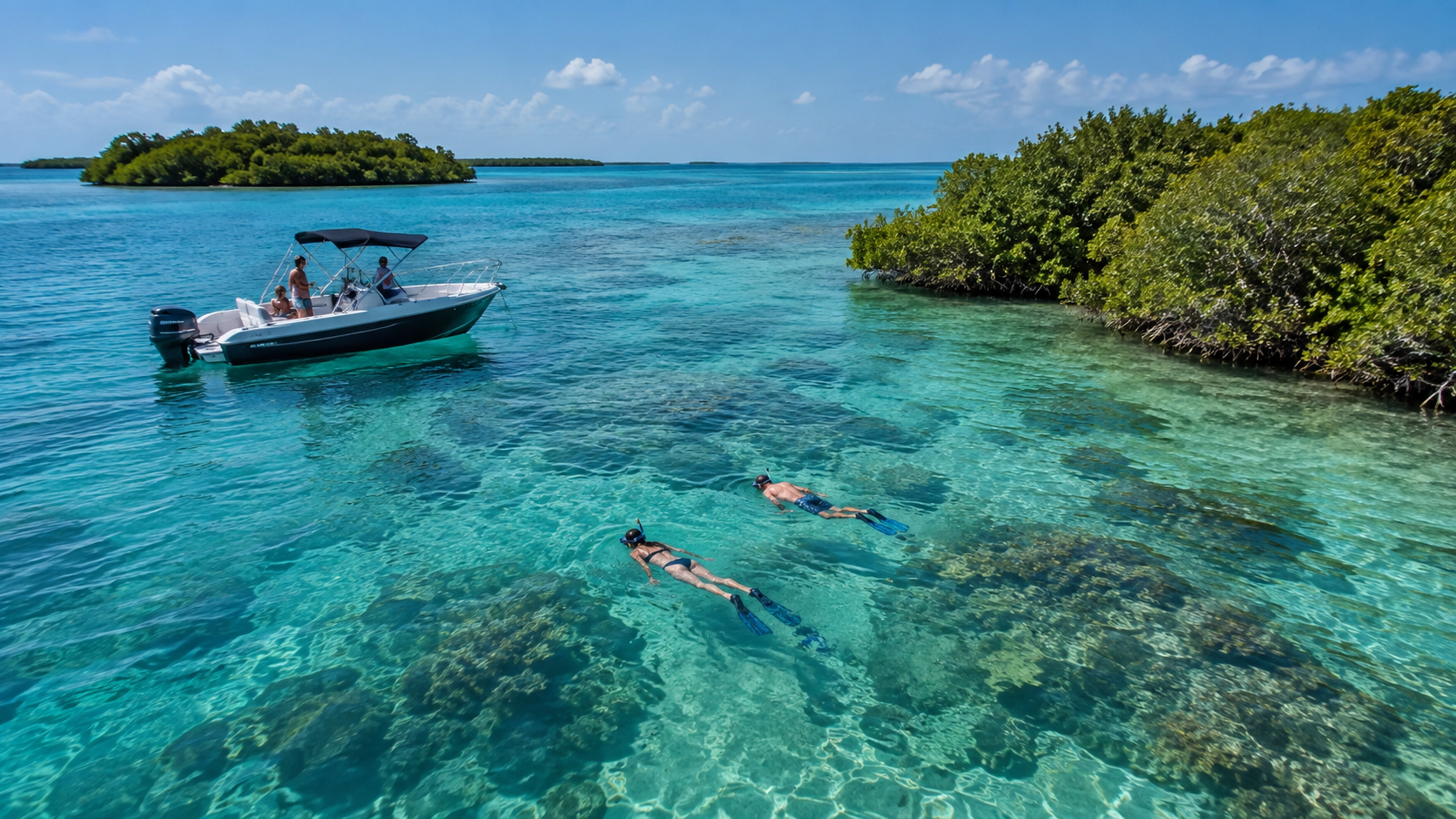Snorkeling near mangrove islands in South Florida