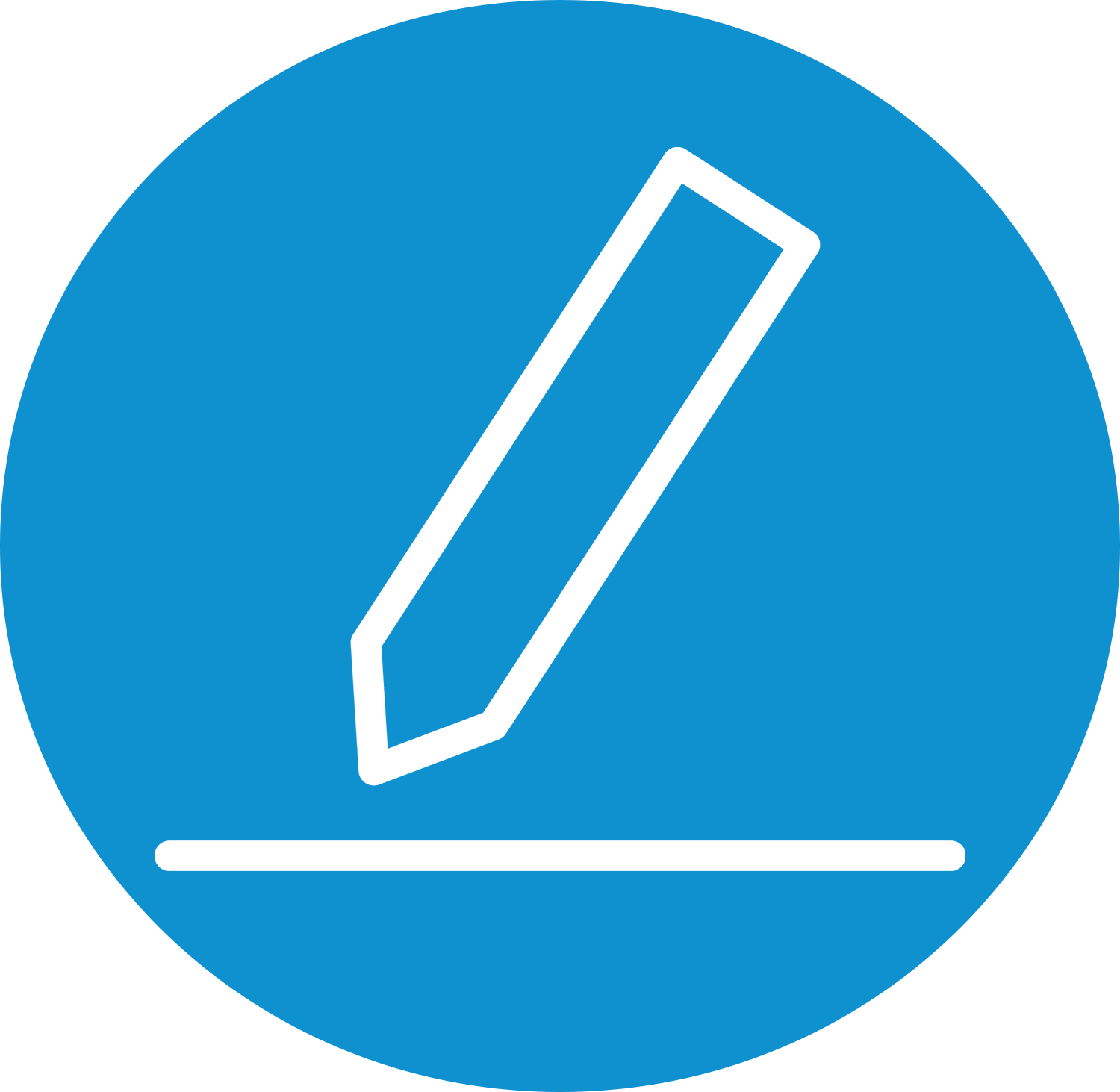White chat bubbles on a blue circle icon