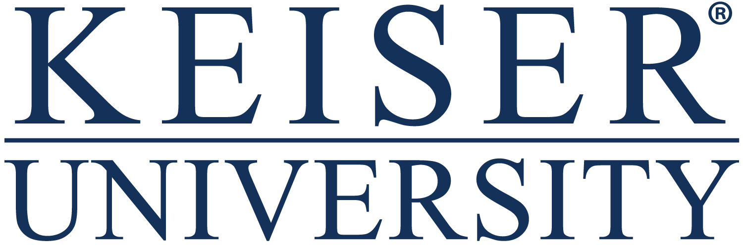 Keiser University logo in blue text on a white background