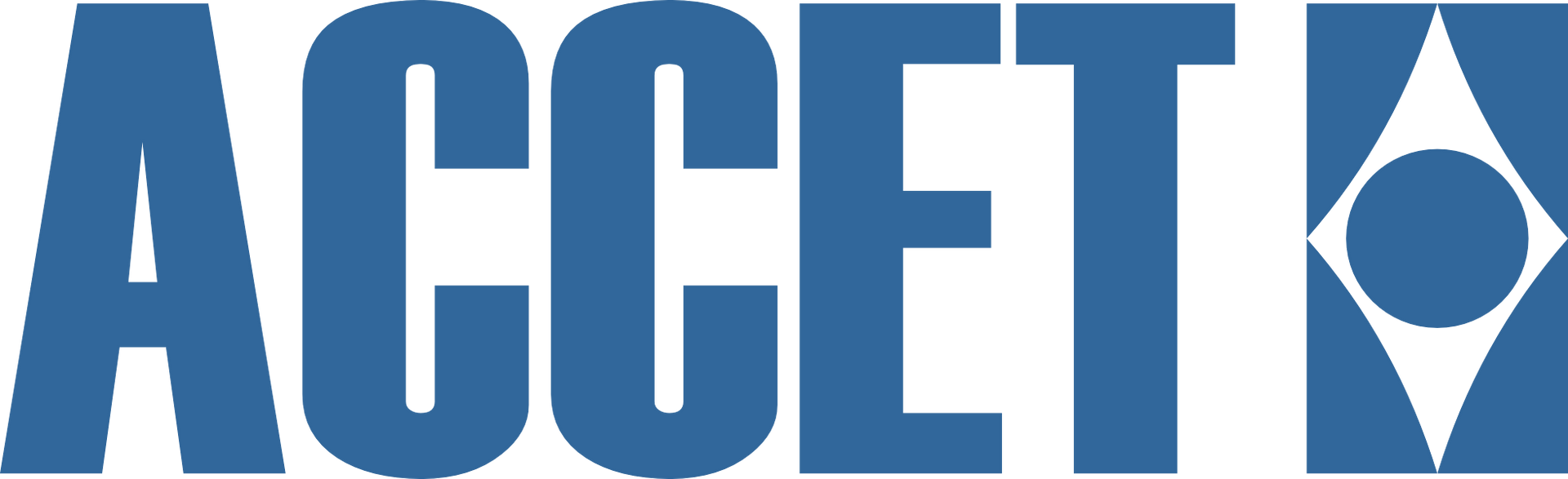 A blue logo that says accept k on a white background