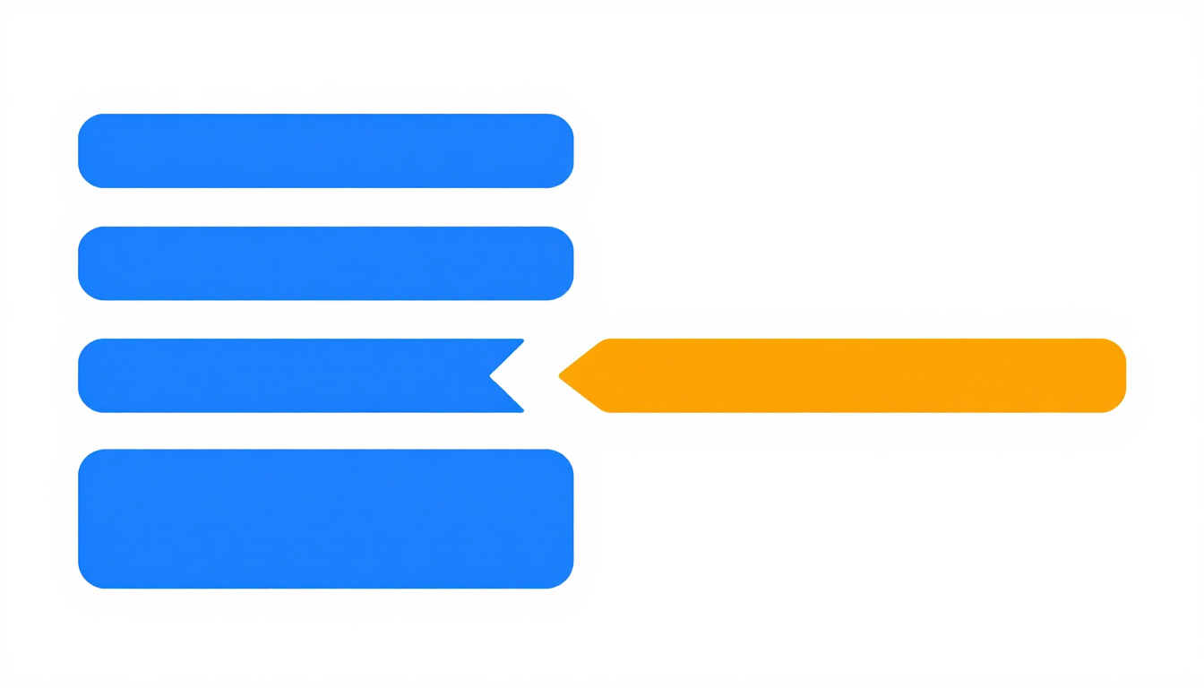 flat-style vector illustration showing two short horizontal bars on the left, stacked vertically wit