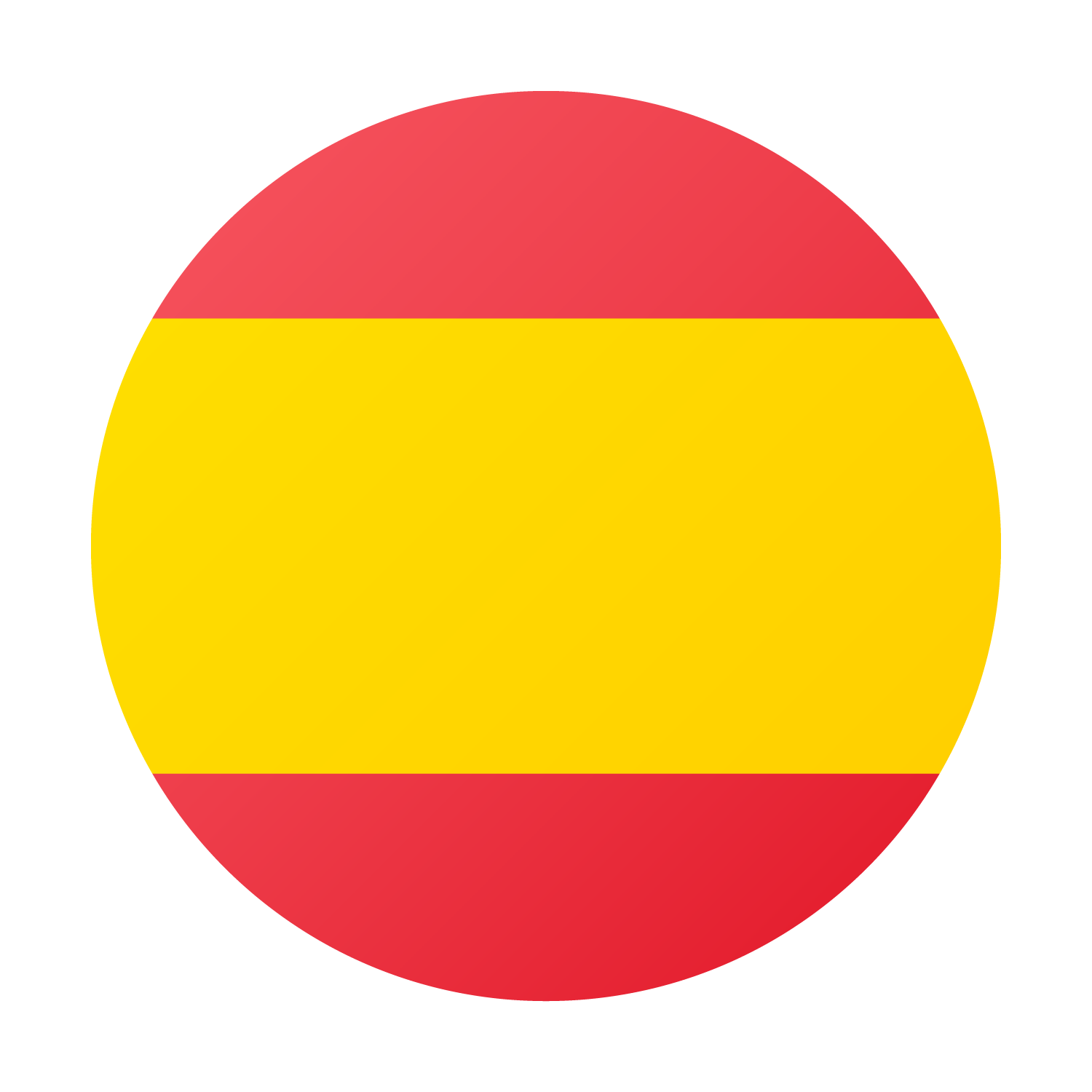 Spanish flag in a circular shape: red-yellow-red horizontal stripes.