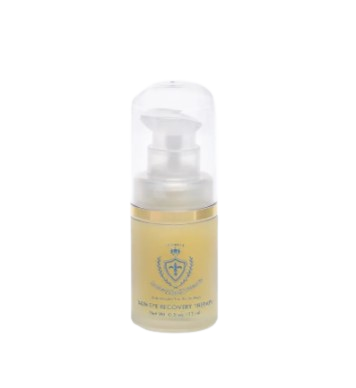 A small bottle of lotion with a pump on a white background.