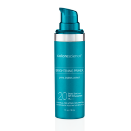 A blue bottle of colorescience brightening primer