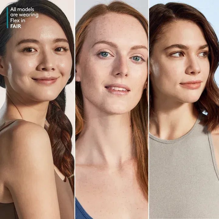 A collage of three women with the words all models are wearing fair on the bottom