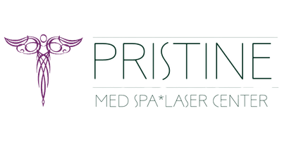 A logo for pristine med spa lazer center