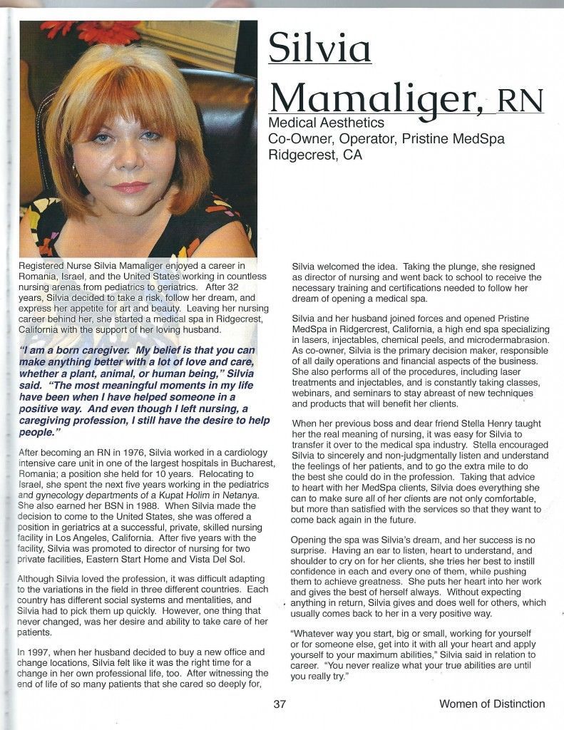 A woman is featured on a page of a magazine.
