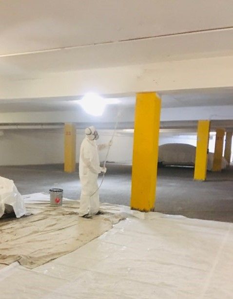 Peinture colonne parking sous-sol