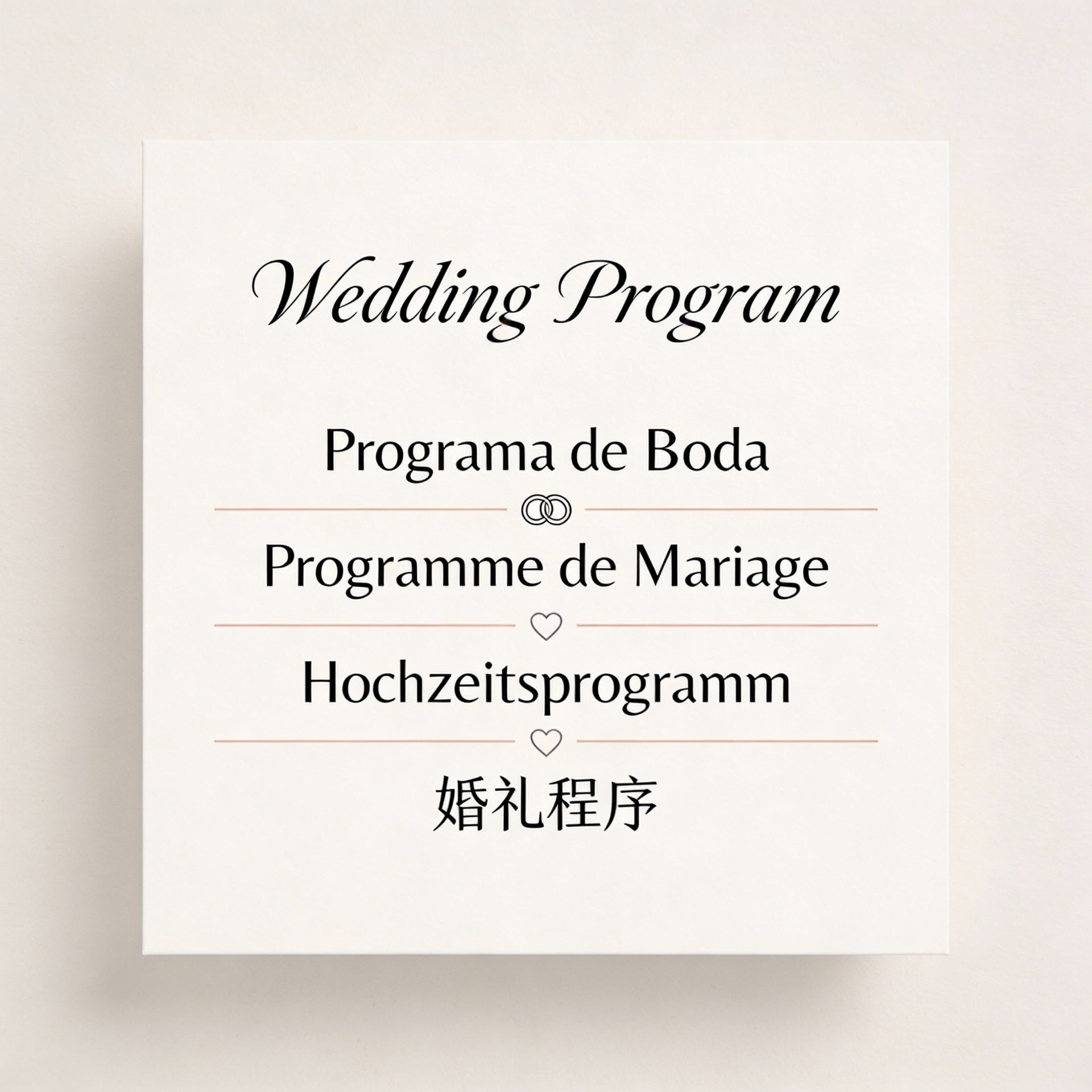 Wedding program in different languages