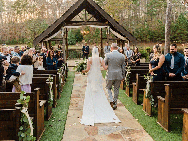 Wedding officiant Andy Uhlig leading an intimate outdoor ceremony in Greater Atlanta. GA area.