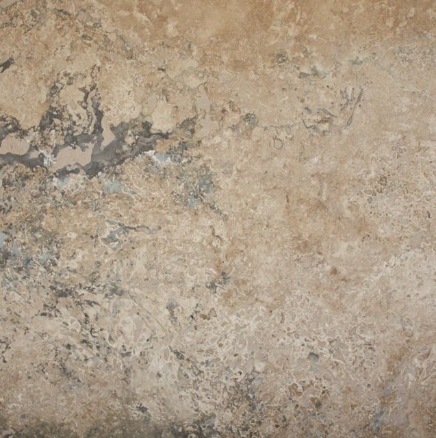 Tan and gray stone tile with mottled texture.