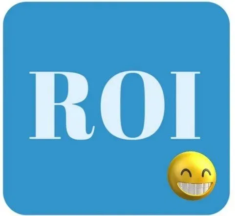 digital marketing roi graphic with smiley face emoji