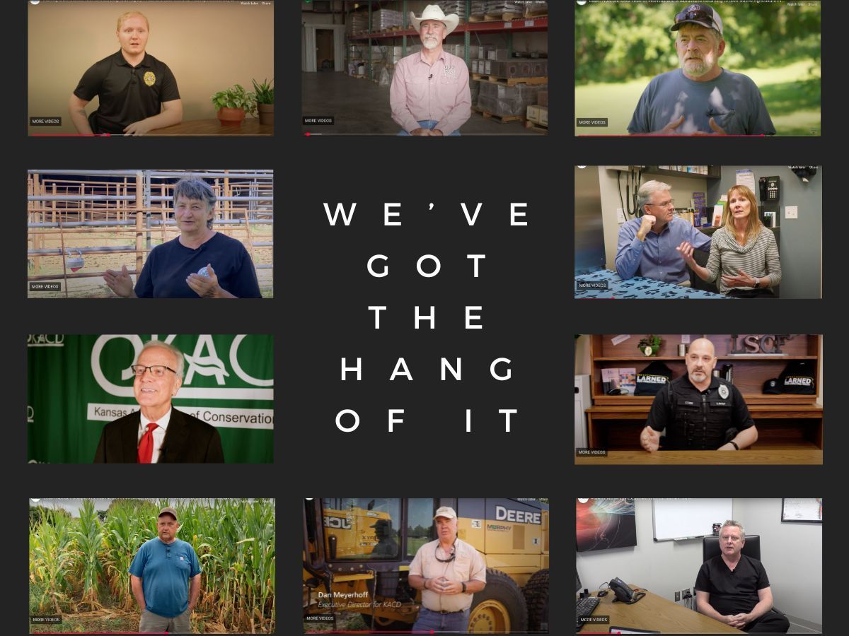 a collage of images showing video interviews