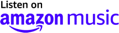 A logo for amazon music that says listen on amazon music