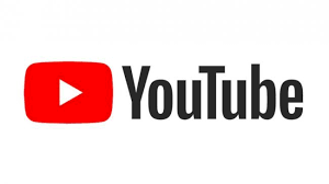 The youtube logo is red and white with a play button.