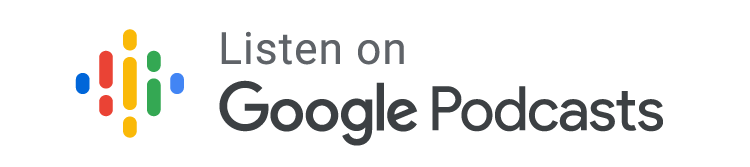 A logo that says listen on google podcasts on a white background.