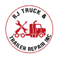 Red and white RJ Truck & Trailer Repair Inc. logo with truck and crossed wrenches.