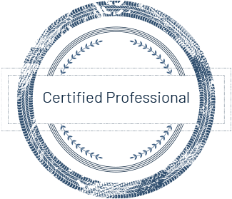 A stamp that says certified professional on it