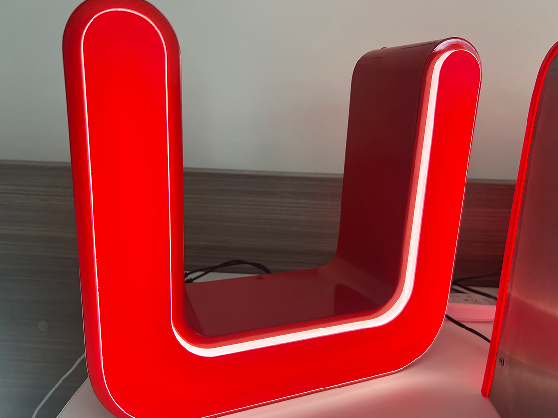built up sign letter lit