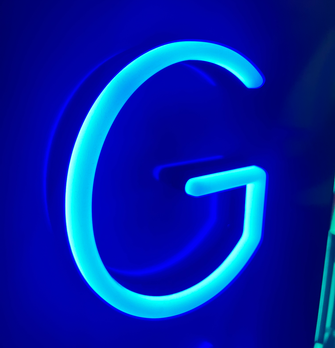 wide neon sign logo letter