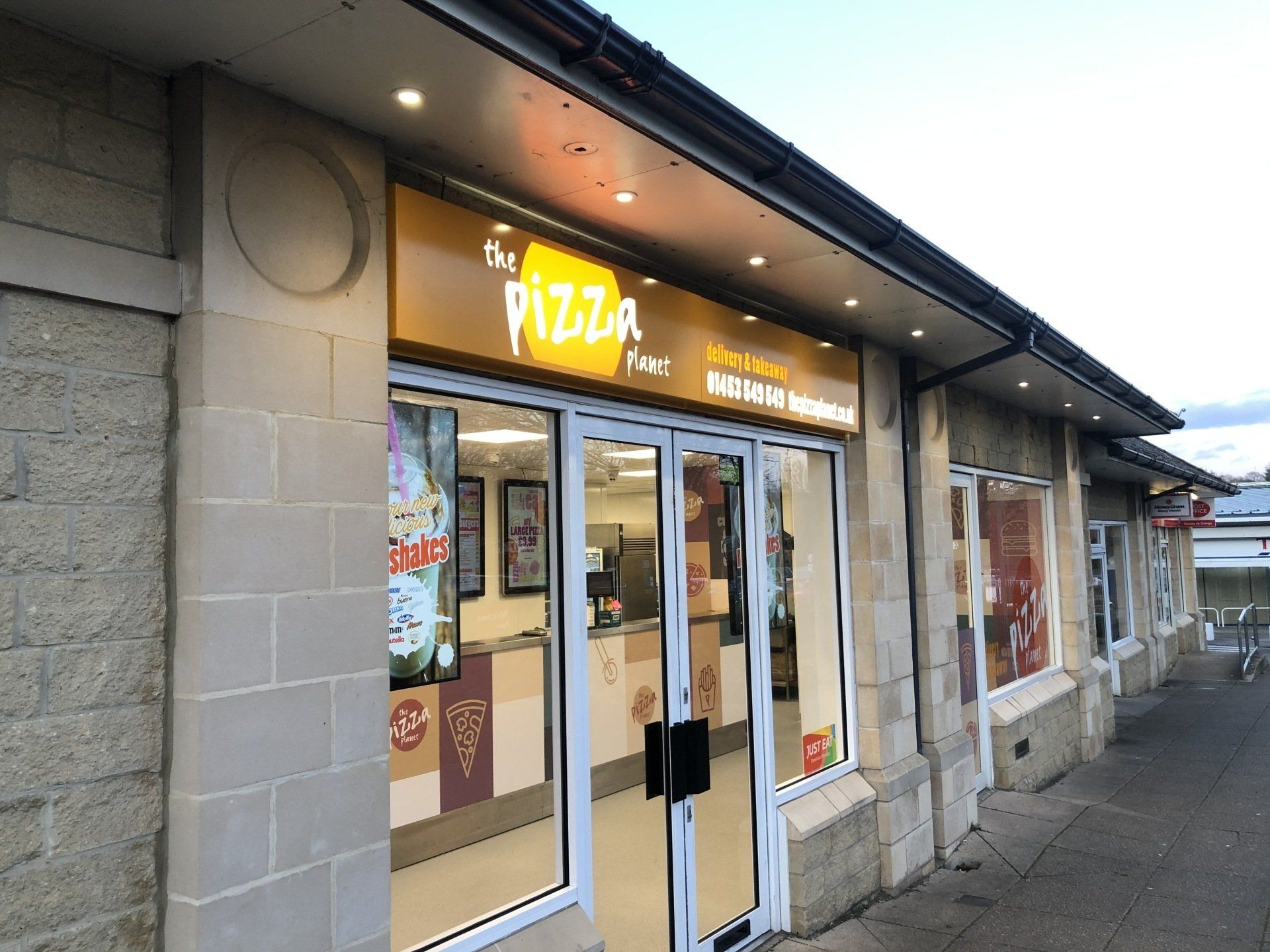 lit pizza takeaway sign